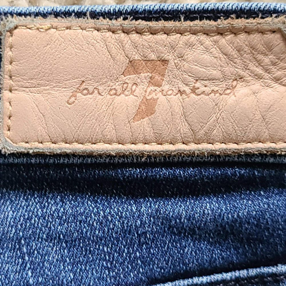 7 FOR ALL MANKIND Luxe Vintage The Ankle Skinny Raw Hem Jeans Indigo Women's 24‎ - Picture 8 of 14
